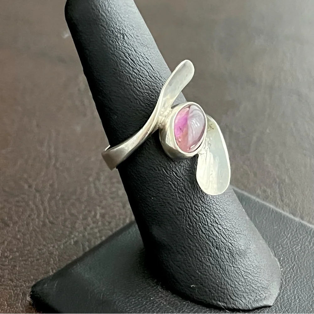 🔴SOLD🔴 Vintage Taxco Mexico sterling silver amethyst ring - Picture 5 of 11